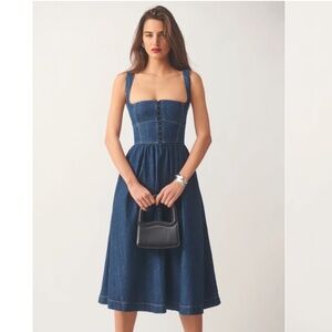Reformation Tagliatelle Denim Midi Dress